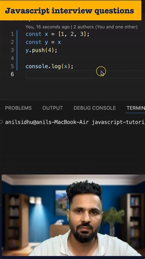 Code Step By Step on Instagram: "If you can answer these 2 JavaScript interview questions with proper reasoning, you’re already ahead of most candidates 🚀 This video explains one of the most common JS traps — array reference vs copy. Why does pushing an element into one array change another array? 🤯 What actually happens in memory? And how can you stop this behavior using spread, Object.assign, or slice? These questions are frequently asked in JavaScript, React, and Angular interviews. #JavaSc