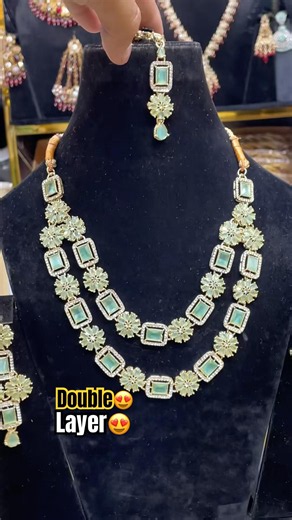 😍Double Layer Mint beautiful partyware necklace Set ✨