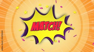 MATCH Comic Text Animation, with Alpha Matte, Loop, 4k