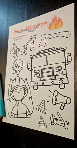 Fire Station Coloring Page Printable for Kids | Firefighter Truck Coloring Sheet | Coloring Page PDF | Instant Download - Etsy