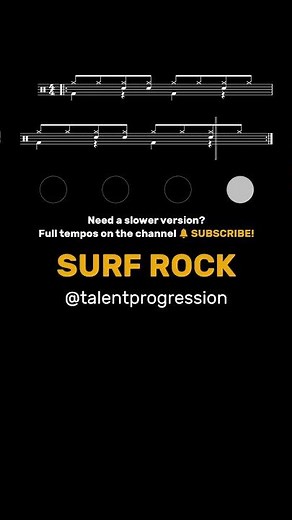 Surf Rock │ Drum Tutorial │ Sheet Music + Play-Along | 160 BPM #Shorts