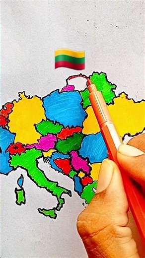 Draw Flag Map of Lithuania 🇱🇹
