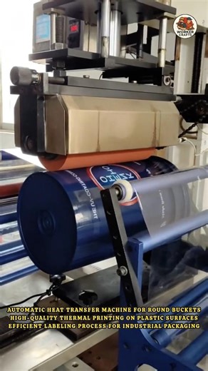 Automatic heat transfer machine for round bucket | High-quality thermal printing on plastic surfaces