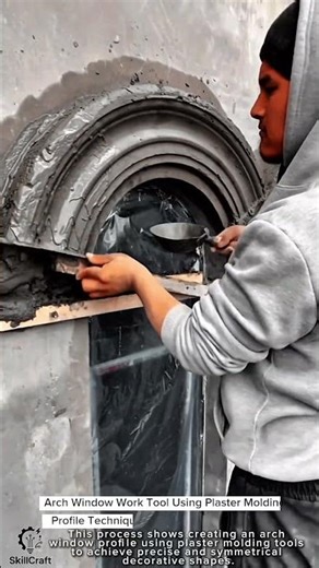 Arch Window Work Tool Using Plaster Molding Profile Technique #worktool