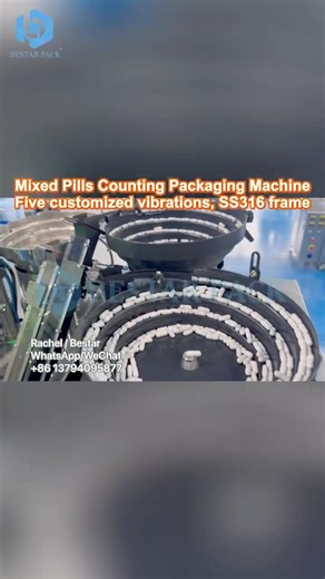 Mixed Pills Counting Packaging Machine with Five customized vibrations, SS316 frame