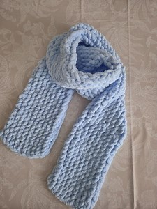Hand-knitted Ice Blue Alize Puffy Scarf, Soft Chunky Velvet Muffler - Etsy Canada