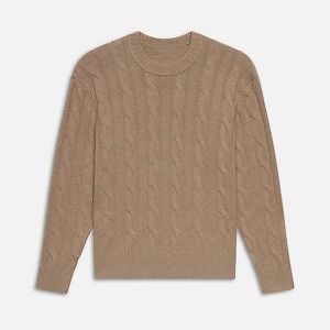 [Hot Item] 100% Wool Men's Cable Knit Sweater Long Sleeve Crew Neck Pullover Sweater