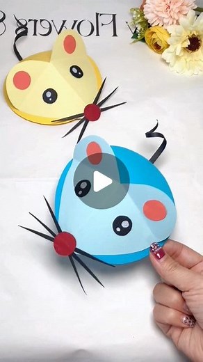 paper crafts creator on Instagram: "Colored cardboard can make cute little mice, let’s make one for your children together #parentchild #handicraft #handicrafts #handmade #animal #practices paper craft ideas"
