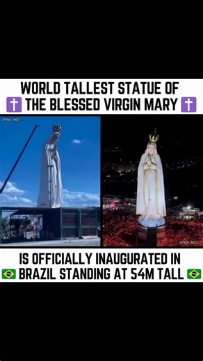 Pedro Silva on Instagram: "The tallest statue of the Virgin Mary in the world — Our Lady of Fátima in Crato, Brazil — will be officially inaugurated on 13 November 2025. Rising 51 meters (167 feet), the monument will become the highest Marian statue ever constructed. Its unveiling is scheduled to coincide with the Jubilee of Hope, a major moment in the life of the Church in Brazil. Created by sculptor Ranilson Viana and financed entirely through the generosity of donors, the statue is being hail