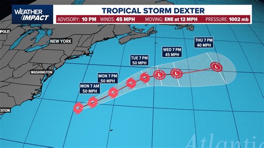 Tropical update: Tropical Storm Dexter forms, plus two other spots we're watching
