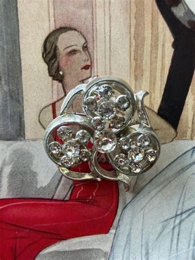 1950s Silver Tone Rhinestone Clover Brooch Vintage Three Leaf Lucky Pin Mid Century Costume Jewelry - Etsy