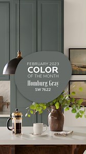 Our February Color of the Month offers so many looks to love. Get styling tips, coordinating colors, and more: https://bit.ly/3I8Z7Bn . 🎨: Homburg Gray SW 7622 | Sherwin-Williams