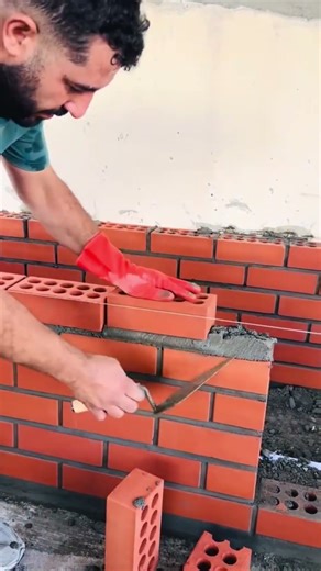 The extraordinary level of neatness in laying red bricks. #shorts