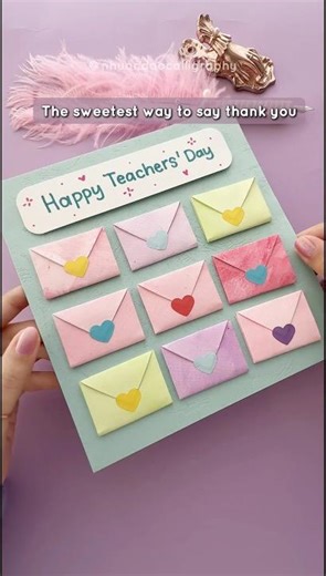 I made 9 tiny envelopes for Teacher's Day (and hid a note inside each one) #nhuandaocalligraphy