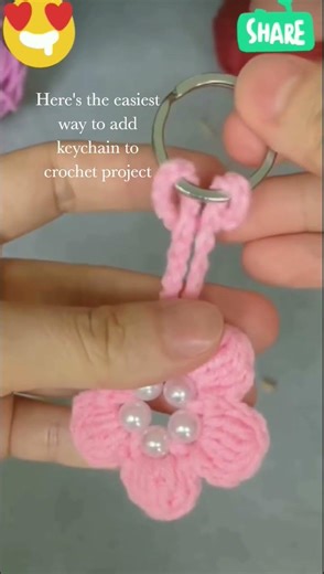 how to add keychain to your crochet project/the easiest way#amigurami #project#crochet#keychain