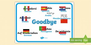 Mixed Language Goodbye Display Signs