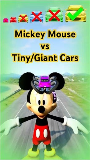 Mickey Mouse VS Tiny To Giant Cars | BeamNG.Drive