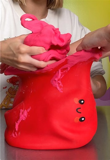 Last week I cut open a giant dumpling and turned it into slime… and now you guys made me put it BACK. He’s a little skinnier now, but still cute. Help me name him.Peachybbies.com restocks Friday at 7pm EST! ✨🎉