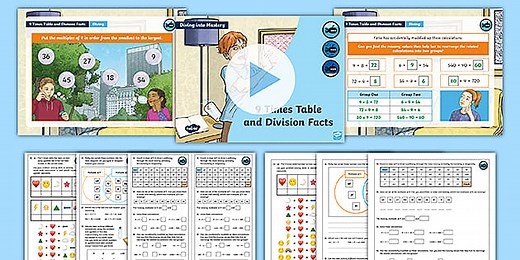 Year 4 Diving into Mastery: Step 5: 9 Times Table and Division Facts Teaching Pack