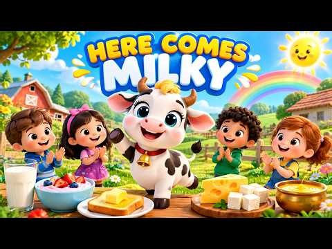 Here Comes Milky 🐄🥛 | Milk & Dairy Products Song for Kids | Fun Kids Nursery Rhyme