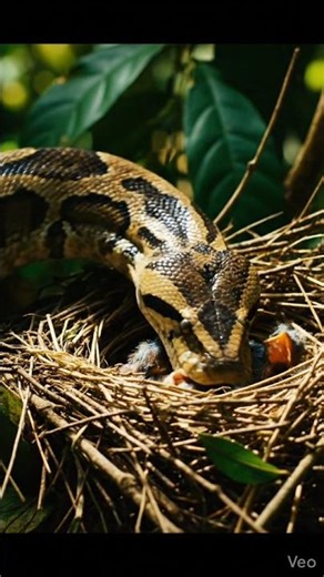 #Python Encounters Sparrow Chicks in Nest | Rare Wildlife Moment (Educational)#shorts