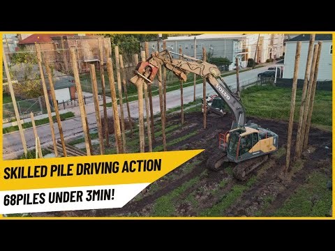 Skilled Pile Driving 68 piles under 3min!