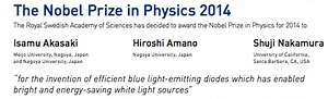 LEDs win – 2 Japanese, 1 American Share Nobel Prize in Physics