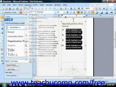 Publisher 2003 Tutorial Paragraph & Line Spacing 2007 Numbering Microsoft Training Lesson 4.9