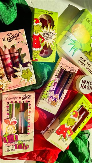 🎄 ColourPop Cosmetics - Holiday Makeup: The Grinch 🎄 Oh. Em. Gee! Did you see the new collection @colourpopcosmetics dropped? It’s THE GRINCH!! 🎄 I haven’t shown much CP lately since I don’t have much anymore.. but super happy to receive this collection and this is a perfect set of makeup goodies! If you need some inspiration or shopping ideas, let the games begin! ❤️ I love their holiday drops and this one is superb! Here’s a breakdown of everything in the collection: • The Grinch Palette - 