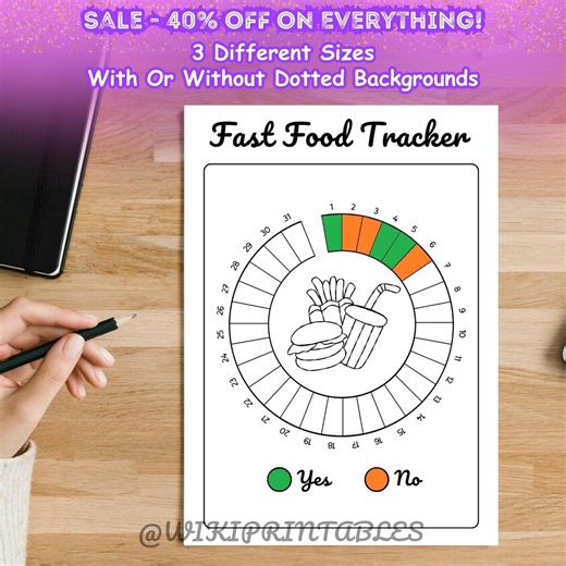 Fast Food Tracker Printable, Junk Food Log, Printable Eating Tracker, Takeout Tracker, Fast Food Monthly Tracker, Fast Food Journal Template - Etsy