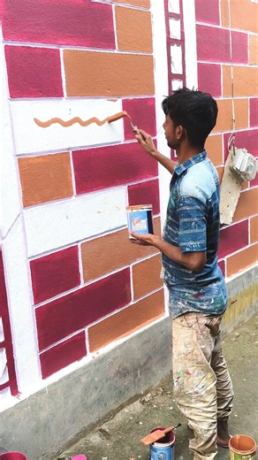 Outside wall brick design colour combination #shorts #painting #colors #painting #combination