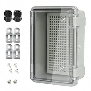 Junction Box IP65 Waterproof ABS Plastic Enclosure Hinged PC Clear Cover Electrical Project Box with Mounting Plate, Wall Brackets, Cable Glands 5.9" x 3.9" x 2.8"(150 * 100 * 70)