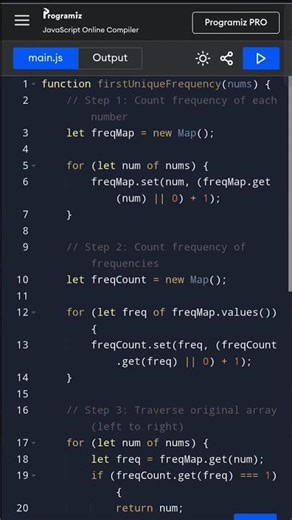 First Unique Frequency Element in Array | JavaScript Coding Interview Question