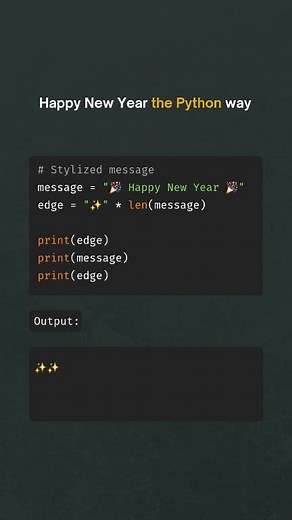 124K views · 1.5K reactions | This is how to print happy new year in Python #python #coding | Pybeginners | Facebook