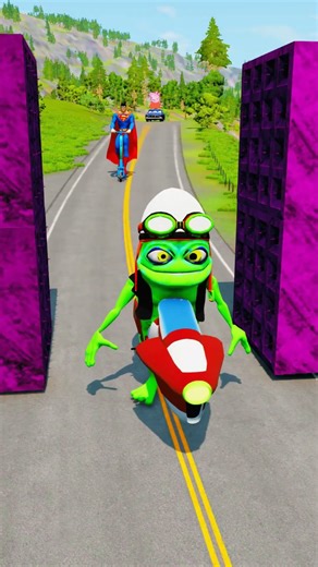 Crazy Wacky Cars in the LAKE Going to Two Story Bollard Spikec Crush in BeamNG.drive