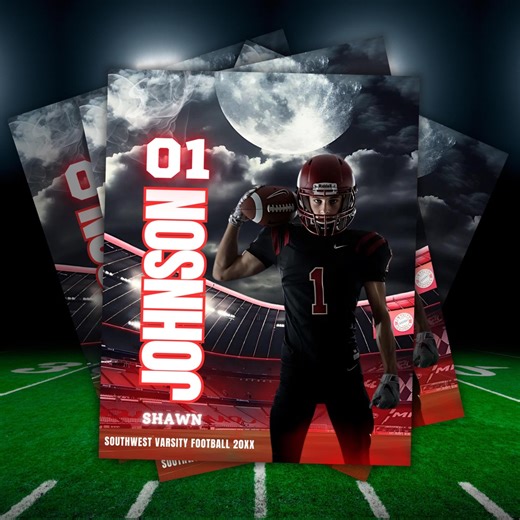 New! Football Sports Poster | Canva Template | Sports Background | Sports Poster | Memory Mate | Football Banner | Football Portraits - Etsy