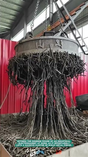 Moving Metal Scraps using Industrial Electromagnet – Satisfying Jobs and Machinery in the World