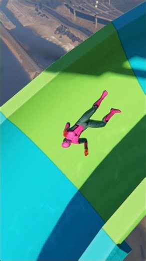 GTA5 Epic Funny Water Slide Ragdoll Pink Spiderman V's Girl On Water Slide Jump/Fail 232 #gta #viral
