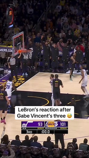 LeBron reaction after Gabe beat a buzzer three 😱 #fbreels | Sports Highlights
