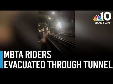 Video shows hundreds evacuated through tunnel from stuck MBTA train