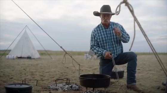 The cowboy-inspired meal combining flame-seared steak and rich bread pudding