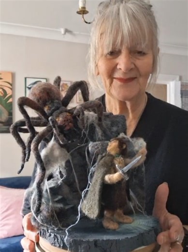 Needle Felted Shelob and Frodo from Lord of the Rings