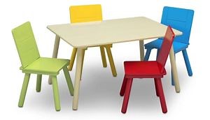 [Hot Item] Factory Supplier Wholesale Cheap Wooden Kids Furniture Rectangle Children Table Set of 5