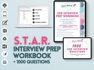 Job Interview Prep Workbook With 1000 Real Behavioral Interview Questions, STAR Story Bank, Step-by-step Guide,planner, Editable Worksheets - Etsy