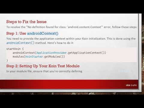 Fixing No Definition Found for Class: 'android.content.Context' in KoinTest