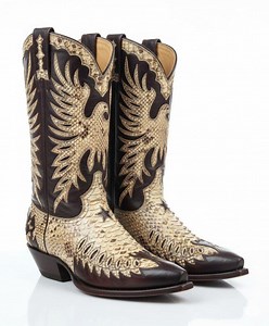 Genuine Snake Pattern Full-quill Cowboy Boots | Rich Brown Leather & Eagle Cutout - Etsy