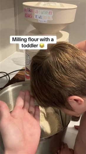 Milling flour with a toddler