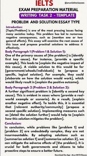 IELTS Writing task 2 template | Template for problem and solution type #shorts