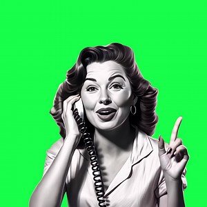 Retro woman phone conversation animation, transparent 4K video, green screen | Premium Stock Video Footage