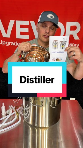 VEVOR Stainless Steel Water Distiller Kit with Copper Tube Cooling System Home Brewing Kit Description This VEVOR stainless steel distillation kit is designed for home brewing, essential oil extraction, and water purification. Built with durable stainless steel and a copper cooling coil, it helps condense vapor efficiently while maintaining clean, reliable performance. The sealed lid and temperature gauge make it easier to monitor the process while the large capacity design works great for hobby